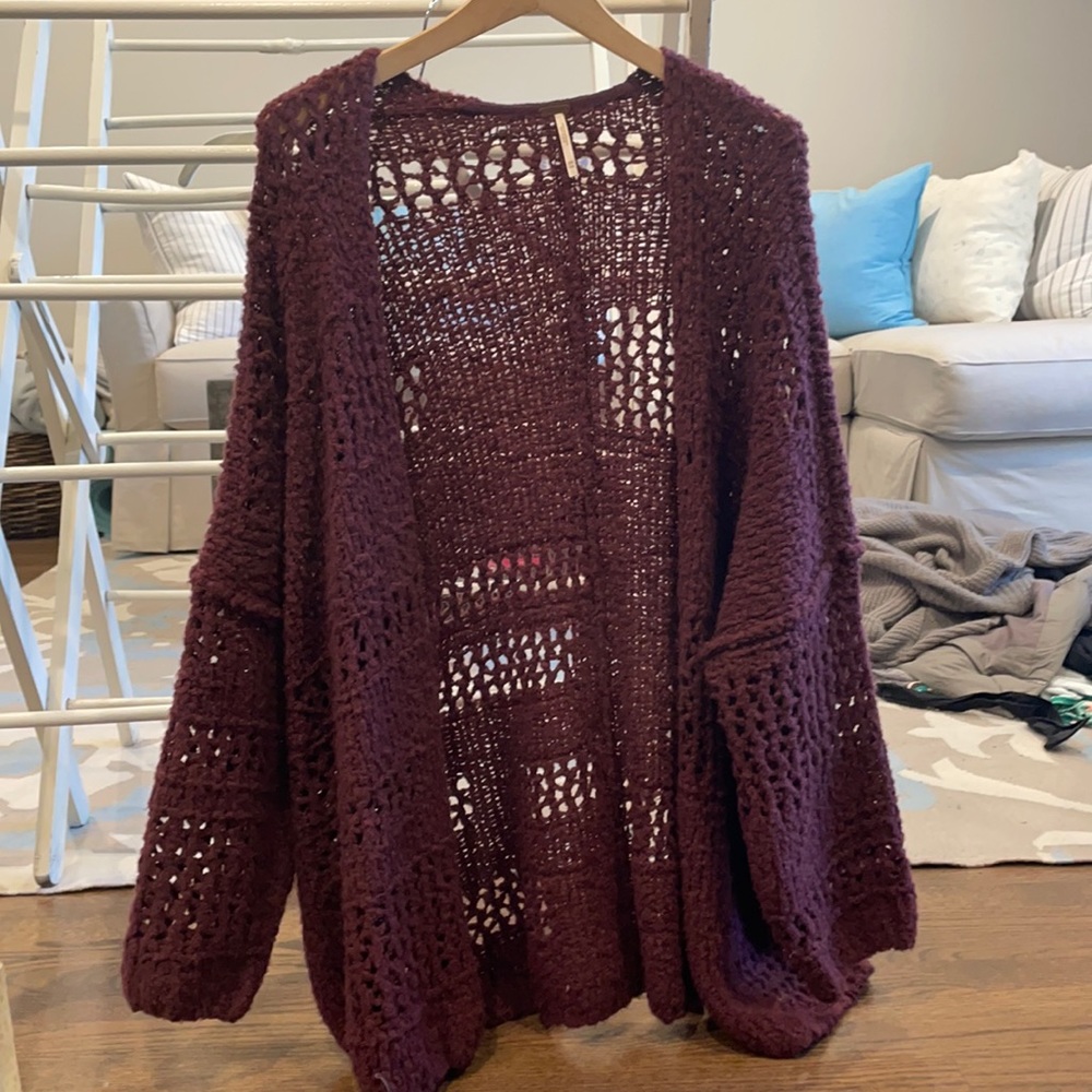 Free People Burgundy Cardigan
